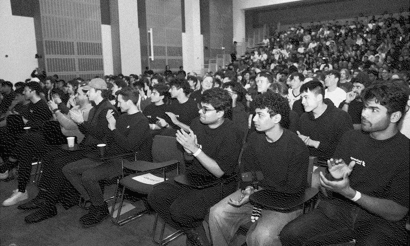 Hackers in the auditorium at Trinity Business School, Dublin